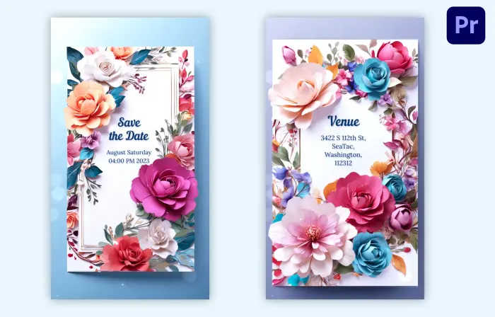 Minimalistic 3D Floral Wedding Invitation Insta Story